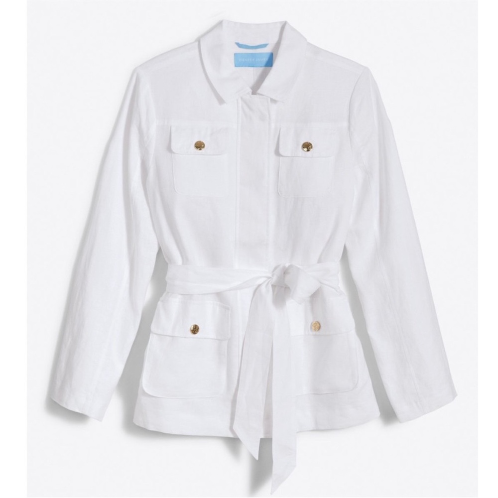 Draper James White Linen Utility Jacket with Belt NEW Size XS